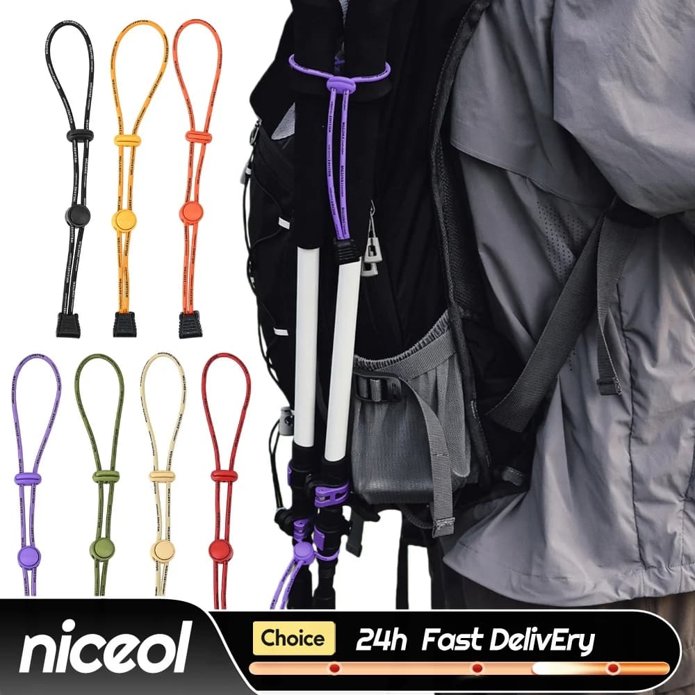 4 Pack Elastic Rope Fasteners Wear Resist Lanyard Fixing Buckle Set Trekking Pole Bungee Cord for Organizing Gear Trekking Poles