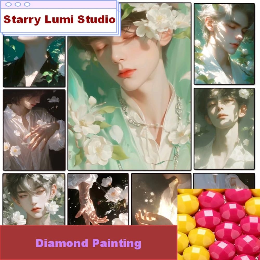 Kit Pittura Diamante 5D Fai da Te Ragazzo Bello Gioielli Fantasia Uomo Mani Fiori Arte Punto Croce Immagine Decorazione Casa Regalo