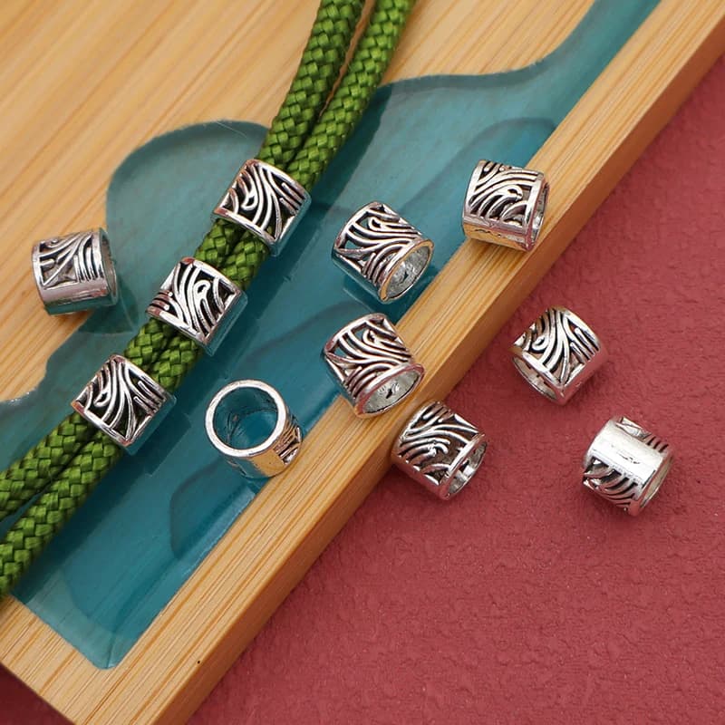 30 pz/lotto Classico Grande Foro di Metallo Antico Secchio Modello Perline 6x7mm Braccialetti Tessuti A Mano Corda Pendenti Perline Distanziatori Gioielli FAI DA TE