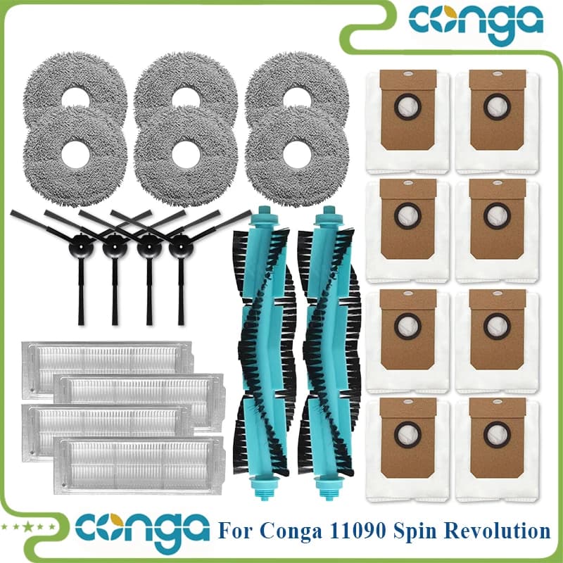 Misura Per Cecotec Conga 11090 Spin Revolution Robot Parti di Vuoto Rullo Spazzola Laterale Filtro Hepa Mop Panno Straccio Sacchetto di Polvere accessori