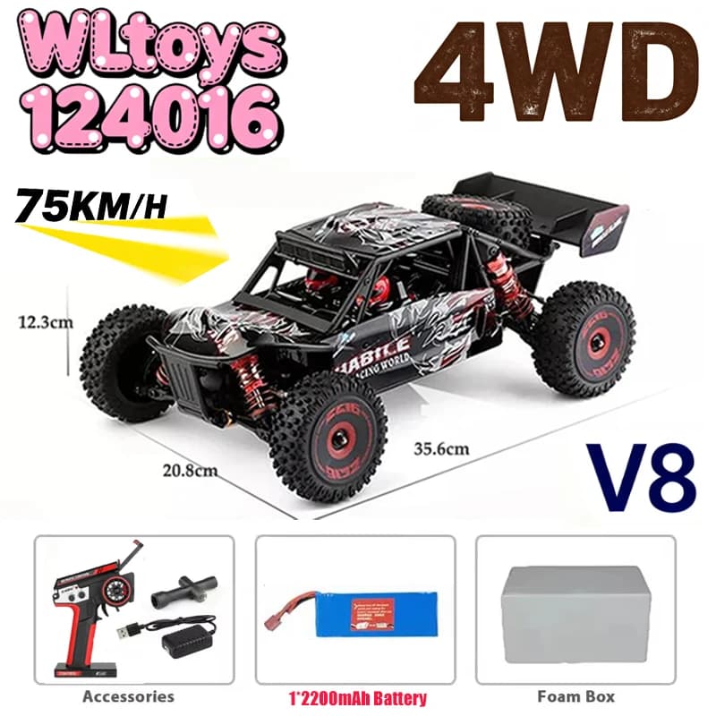 Auto RC Brushless 4WD 75KM/H con Telecomando a Una Mano, Giocattolo da Corsa Fuoristrada e Drift per Ragazzi, Regalo Pronto all'Uso