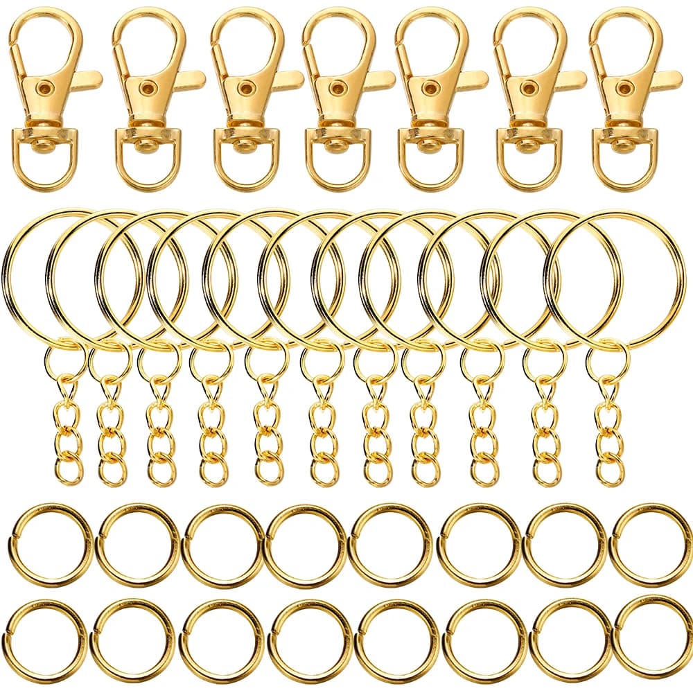 70 Pz/lotto Girevole Moschettone Portachiavi con Catena Anelli di Salto Connettori per Portachiavi FAI DA TE Cordino Creazione di Gioielli Accessori Kit