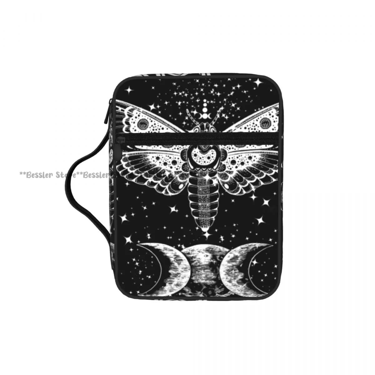 Bible Bag with Hinge and Manic, Design Triple Moon Butterfly Goddess Wican Art, Bible Case, Bible Transport and Conservation Bag