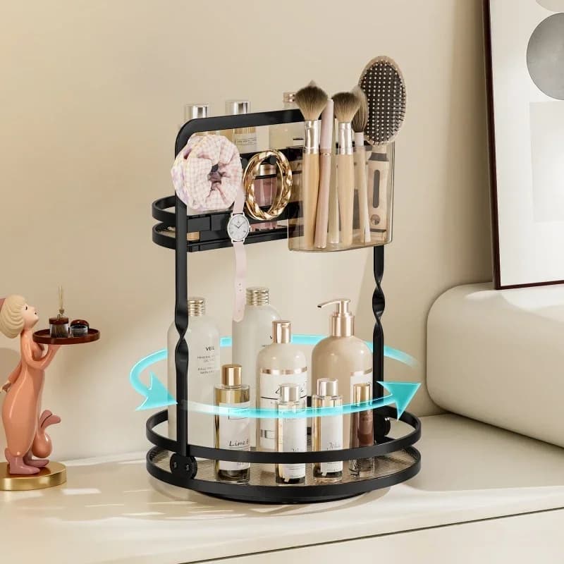 Rotating Cosmetics Storage Rack Dresser Eyeshadow Brush Shelf Premium Sense Desktop Skin Care Products Perfume Finishing