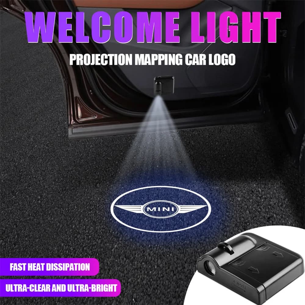 1/2/4 Pezzi Luce di Benvenuto Wireless per Auto, Proiettore Decorativo, Accessori Auto per MINI Cooper JCW WORKS R55 R56 F55 F56