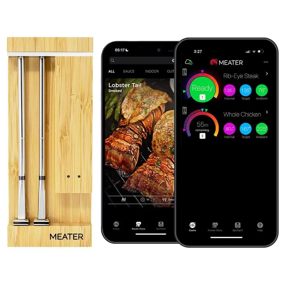 Termometro per Carne Wireless a Doppia Sonda: Alta Resistenza al Calore, Lunga Portata, Compatibile con BBQ, Forno, Griglia, Affumicatore, Friggitrice ad Aria, Dee