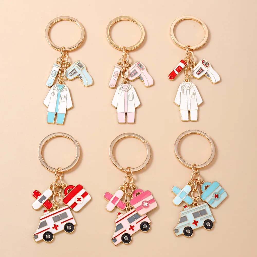 New hot-selling thermometer, nurse suit, keychain, keyring, medical case, ambulance keychain, bag hanging in.