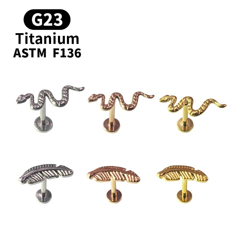 Titanium G23 Labret Tragus Lip Rings Studs Helix Earring Piercings Shape For Snake Bees Feather Ear Studs Earrings Tragus