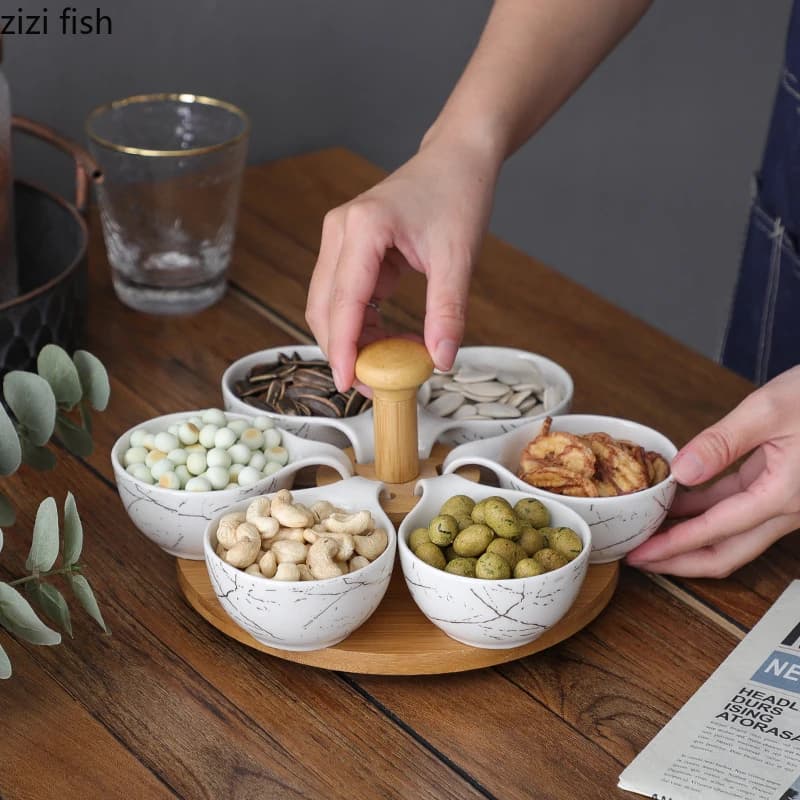 Vassoio in Ceramica con Motivi Creativi per Snack, Frutta Secca e Caramelle, Decorazione da Tavola, Vassoio di Servizio per Ristoranti e Hotel