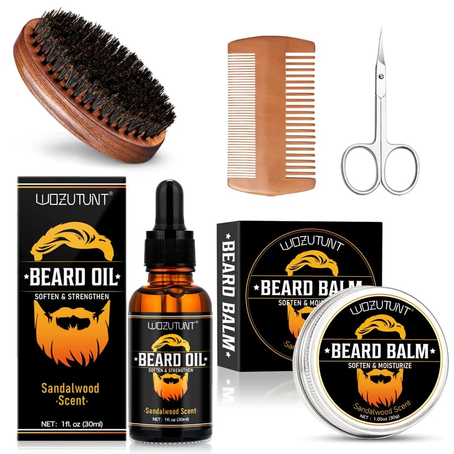 Men's Shaving Care Kit Balm For Shaving Oil Nutrient Moisturizing the growth of the mustache Strengthen the oil booster with finishing tool