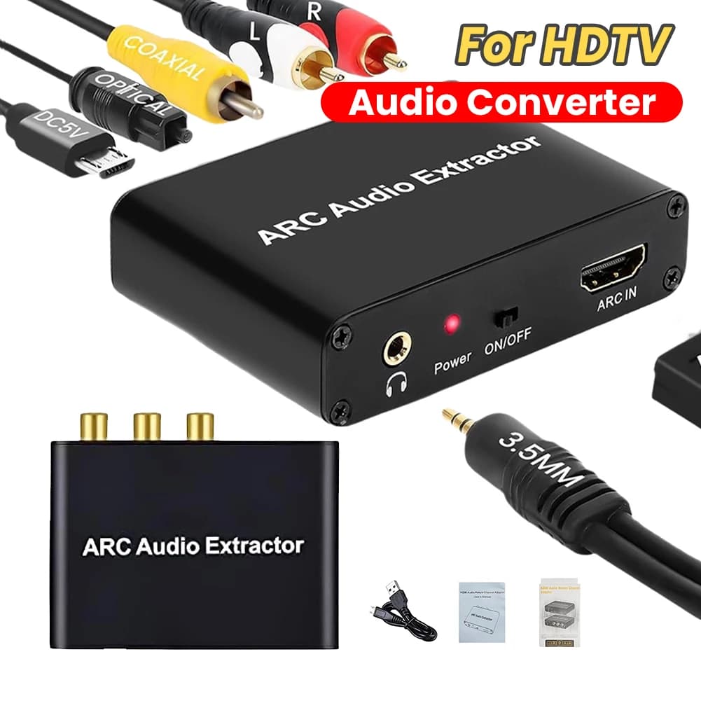 HDMI-Compatible ARC Audio Extractor, ARC Return Channel Converter, HDMI-Compatible ARC Adapter for HDTV, Soundbar and Amplifiers