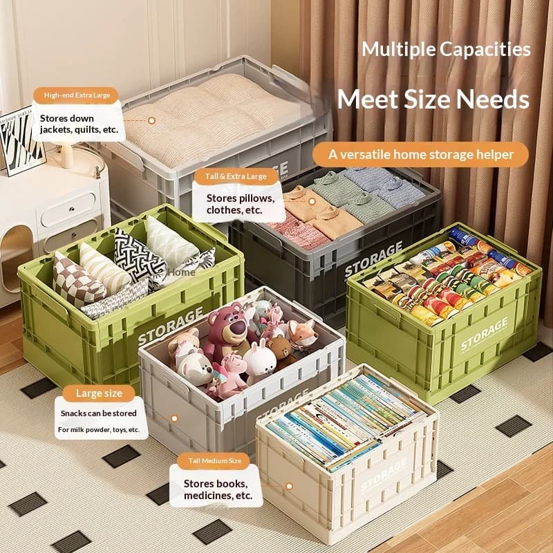 Contenitore Pieghevole in Plastica Stile Industriale, Organizer Richiudibile per Campeggio, Bagagliaio Auto, Casa, Garage, Organizzazione