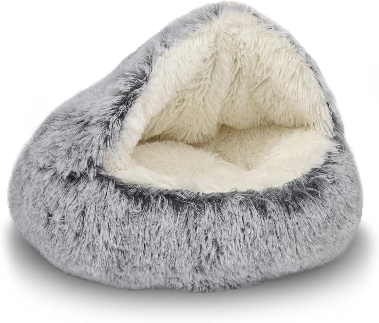 Cuccia per Gatti con Cappuccio Soffice, Letto Accogliente per Animali Domestici da Interno per Gatti o Cani Piccoli - Impermeabile, Lavabile, Grigio