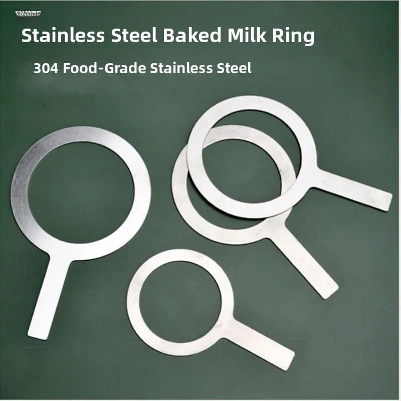 Stainless Steel Baking Milk Ring Boba Milk Tea Caramel Brulee Fire Pit Flame Gun Steel Ring Protective Cup Mat Ring