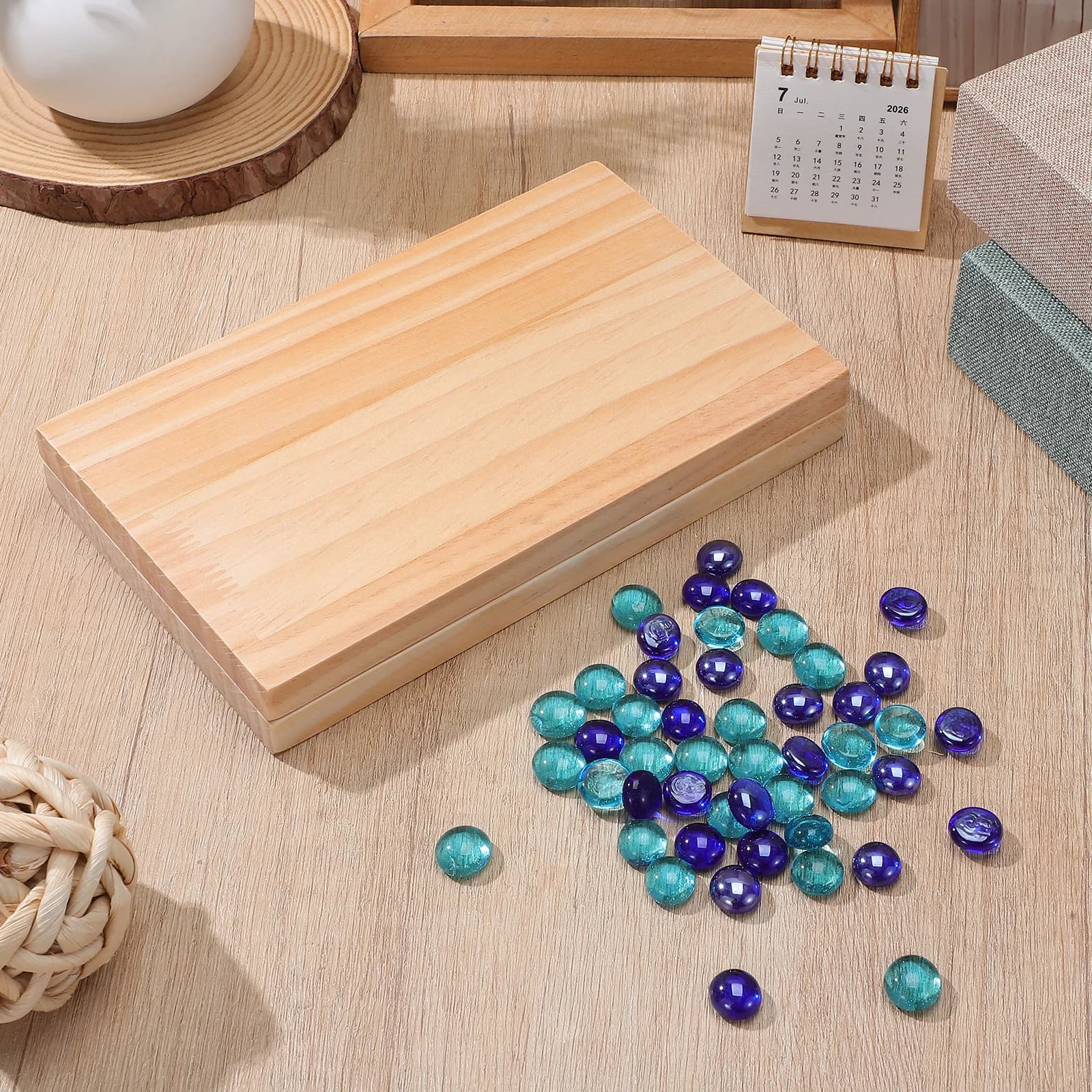 Set da Gioco Mancala in Legno Pieghevole con Pedine in Pietra Preziosa, Leggero e Portatile, Gioco di Strategia per Feste e Divertimento in Famiglia