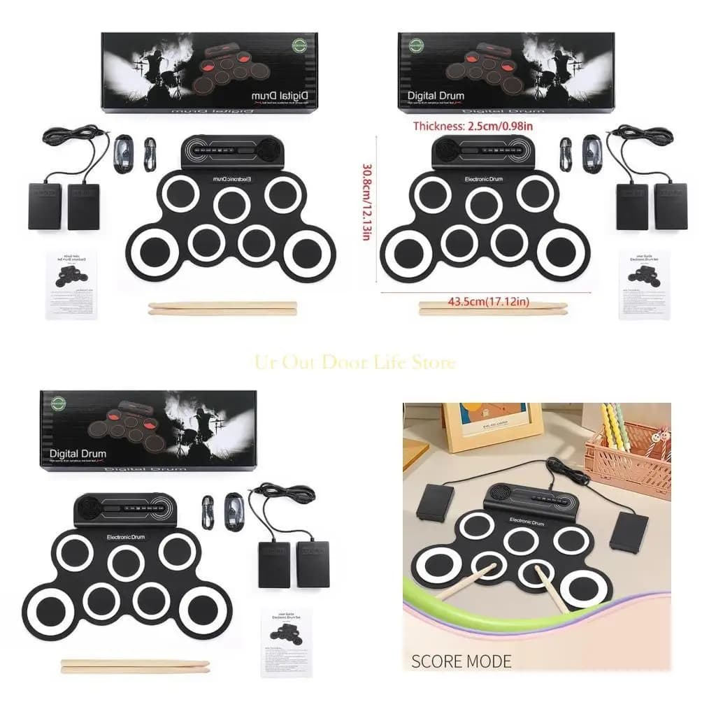 Pad per esercitarsi in silicone 77UF con pedale per bacchette per amanti della musica per bambini