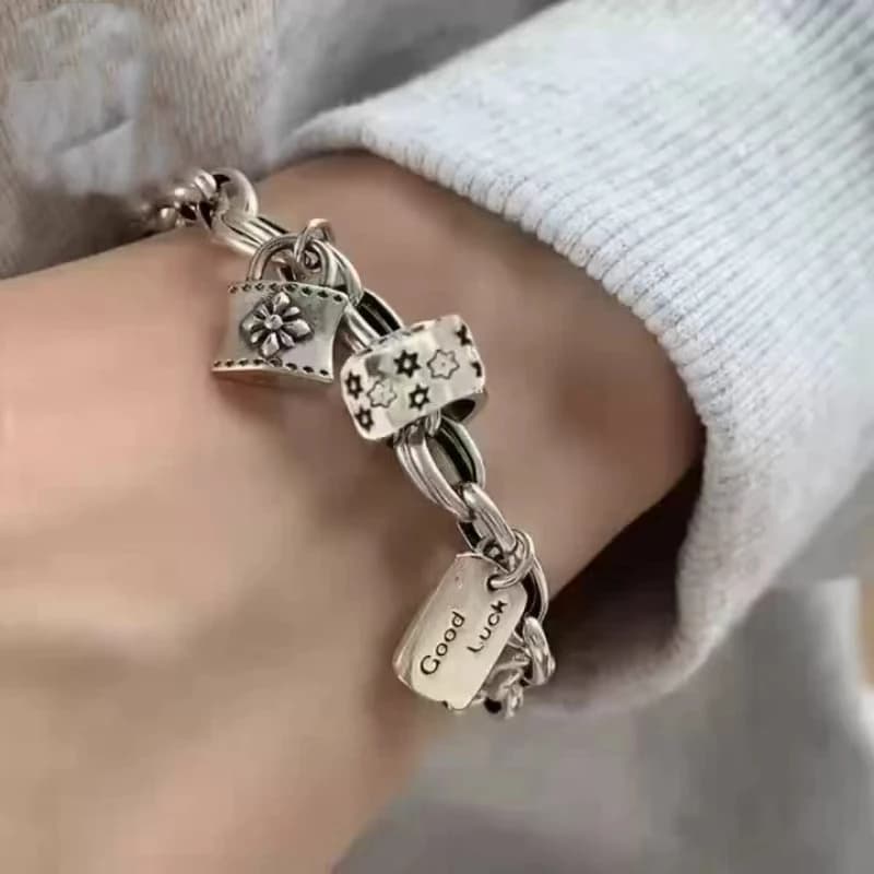 Braccialetto con Ciondolo a Forma di Lucchetto Personalizzato e Creativo Stile Y2k, Accessori Gioiello Retrò Punk per Donna