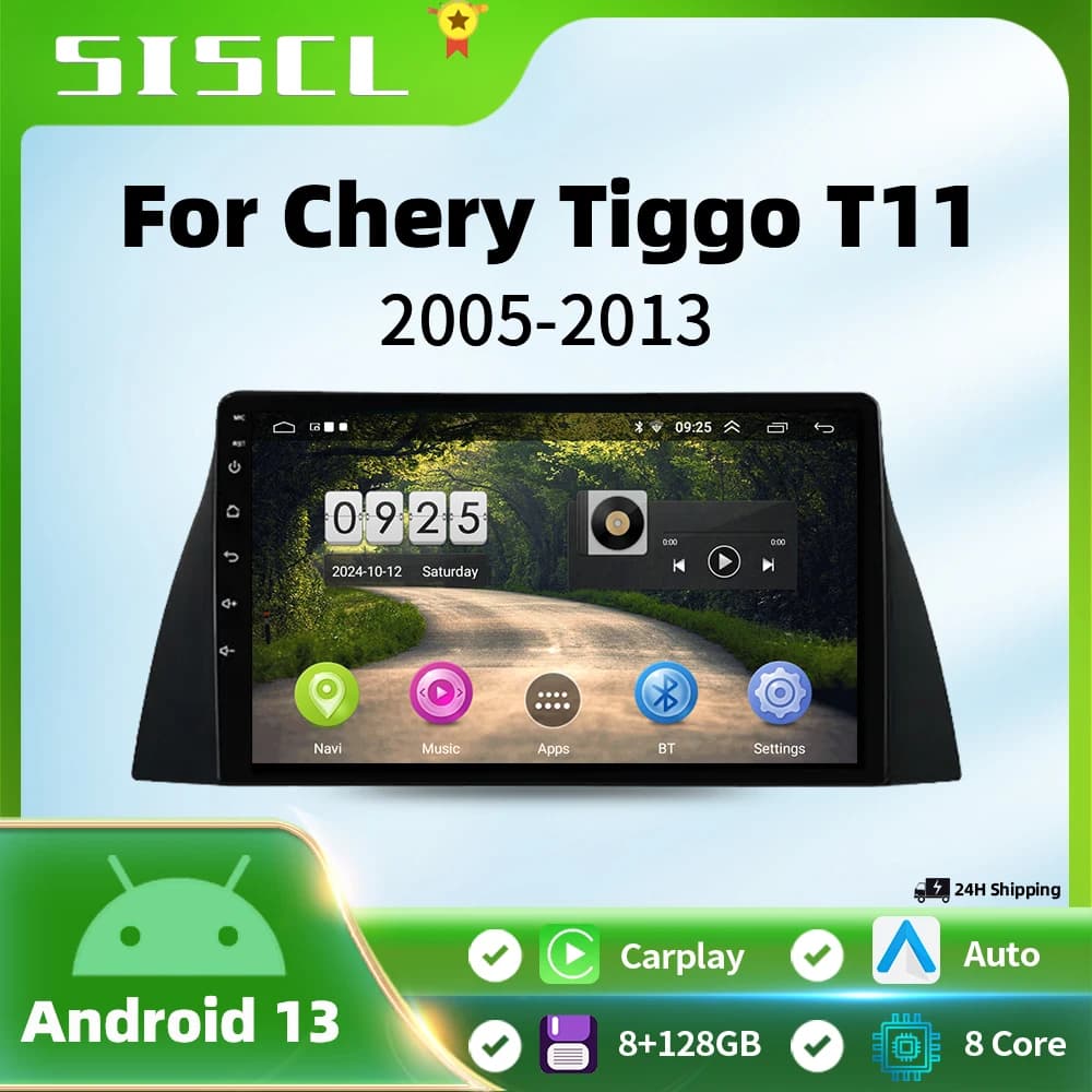 SISCL Per Chery Tiggo T11 2005-2013 Autoradio Android 14 Lettore Multimediale Video Tablet Android Senza 2din DVD Schermo QLED 4G BT