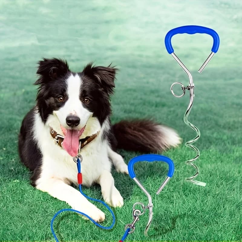 Palo per legare cani a spirale in metallo, ancore per cani di grandi dimensioni resistenti, picchetti per animali domestici per esterni, cortile, campeggio