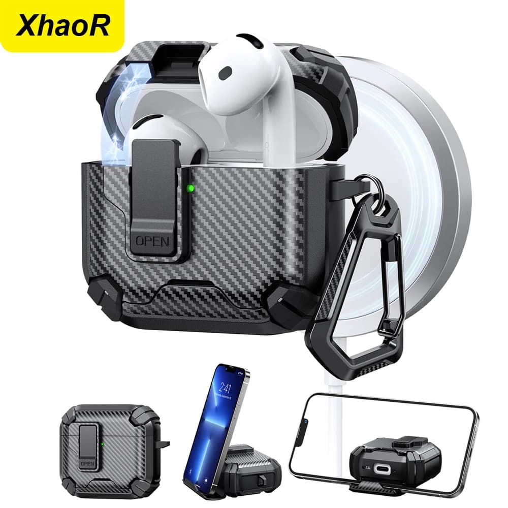 Airpods 4 ANC Headphone Protective Case Magnetic Lock for Airpods Pro 2 with Hook Phone Support Headphone Cover