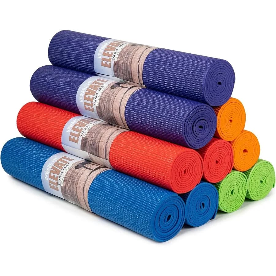 High yoga mats, pack of 10, 72 cm long x 24 cm wide, 4 mm thick, anti-slip and easy to clean, gym mats for schools and studies.