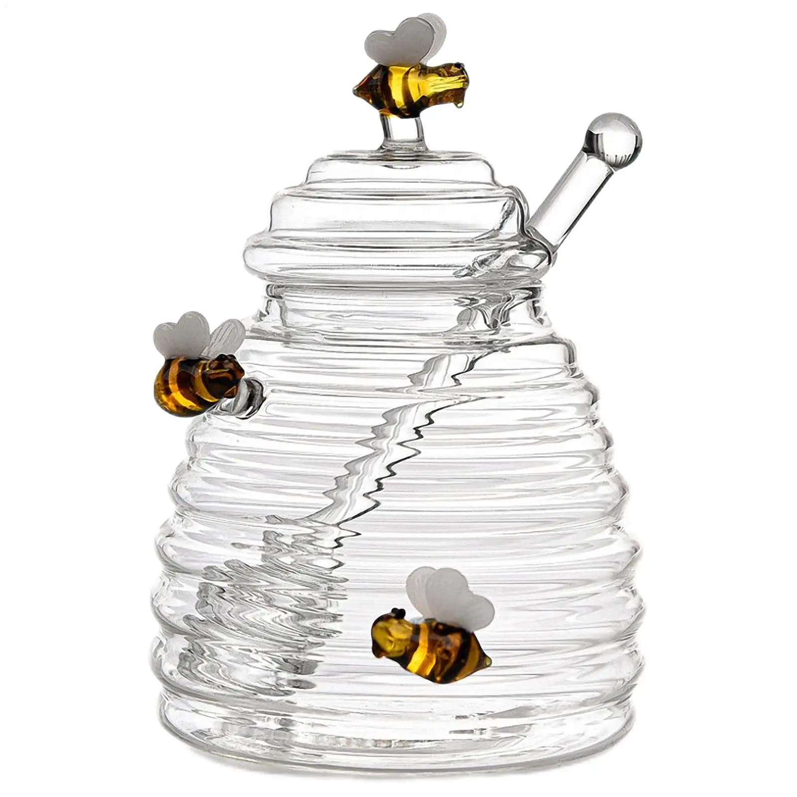 Transparent Honey Jar 400 ml glass honey bottle Food container with blend and bottle cover Baking ingredient