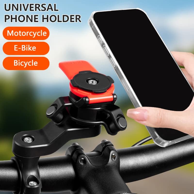 Supporto universale per telefono con ammortizzatore, adatto per biciclette e motociclette, compatibile con telefoni IPhone, Android, Samsung.