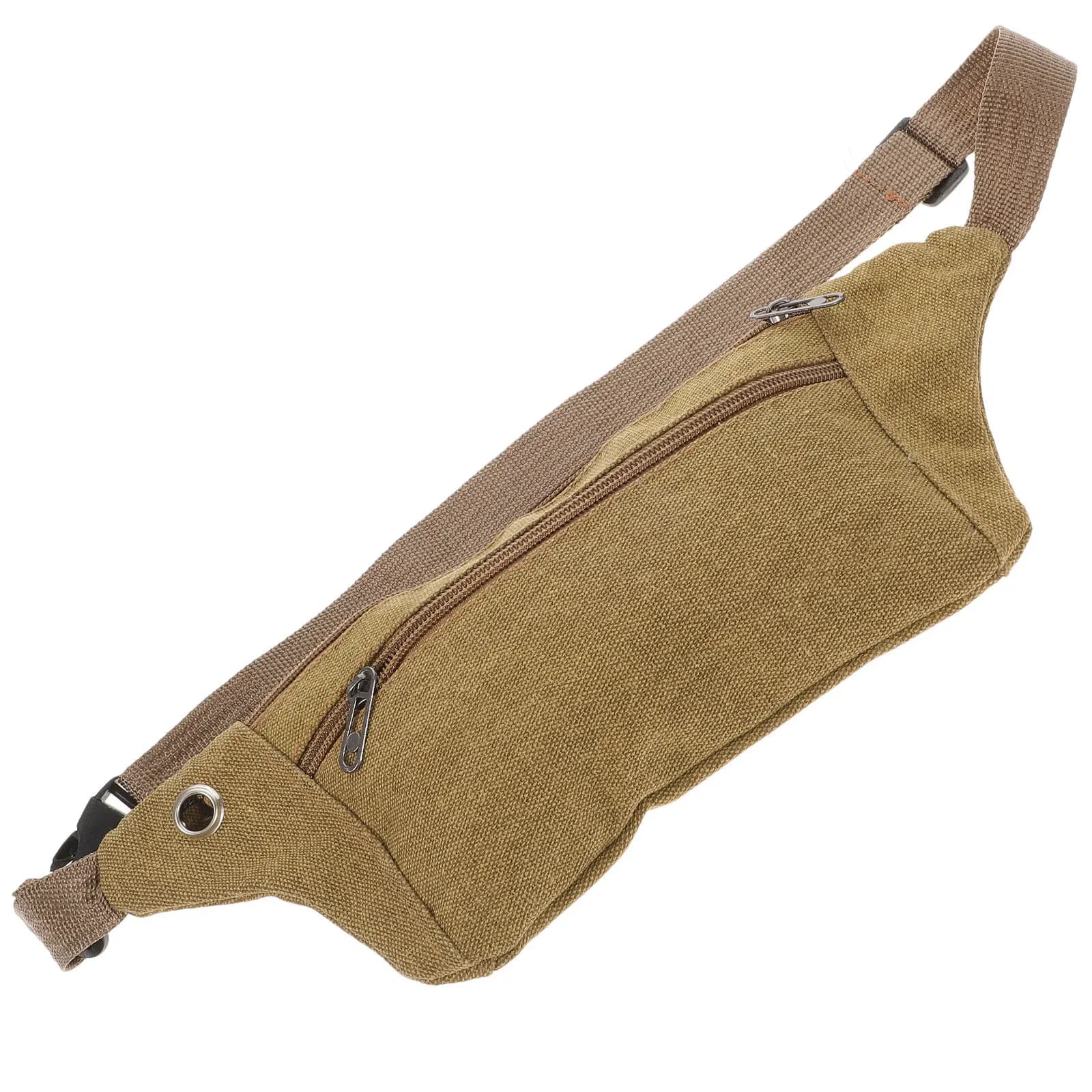 Khaki Lightweight Waterproof Sports Waist Pack Adjustable Belt Running Hiking Riding Pocket Mobile Phone Bag Running Pocket