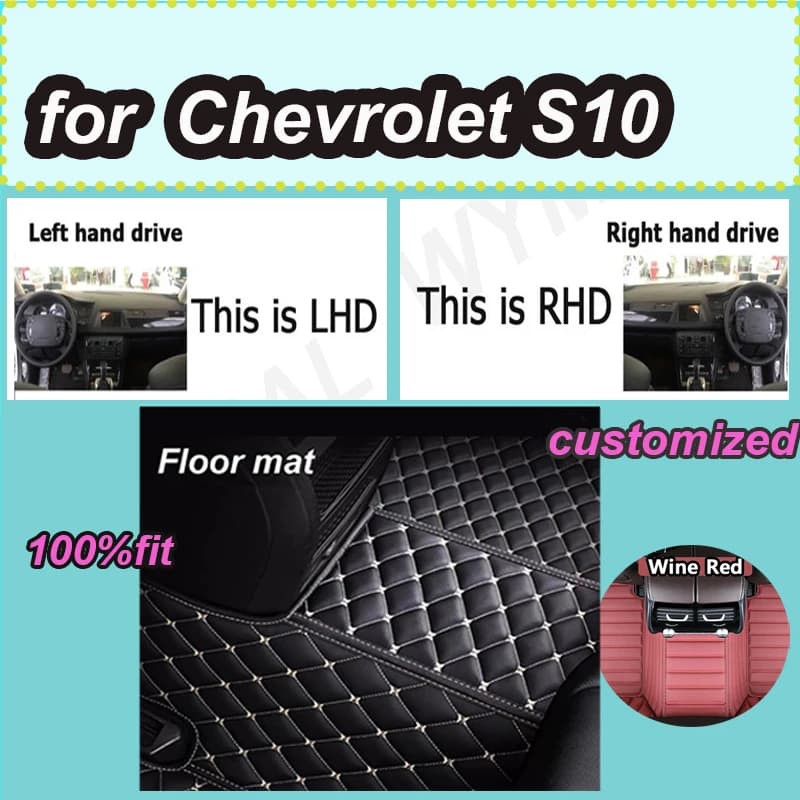 Tappetino per auto in pelle artificiale personalizzato LUSSO per Chevrolet S10 1994 1995 1996 1997 2000 Tappetini