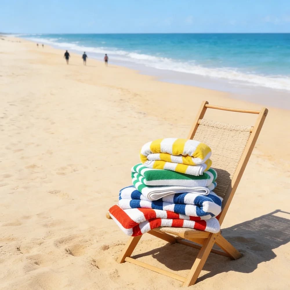 Asciugamano da spiaggia a righe per adulti, in cotone, ad asciugatura rapida, per l'estate, per uso esterno, accessori da viaggio, regali