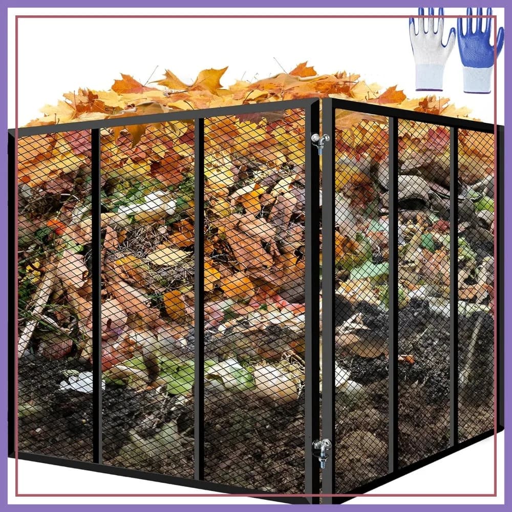 Contenitore per Compost in Rete Metallica da 172 Galloni, Antiruggine, Facile da Montare, 37x37x30 Pollici per Rifiuti da Giardino e Scarti di Cucina