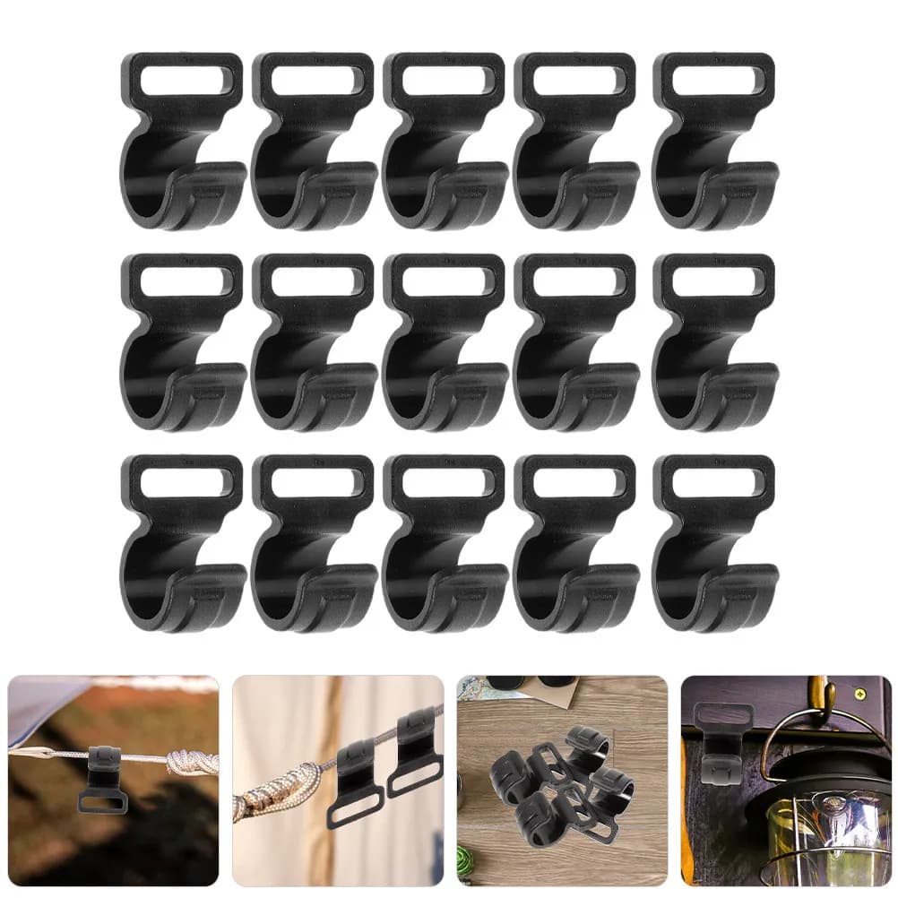 15 Pezzi Ganci di Connessione per Pali da Tenda ad Alta Resistenza, Ganci Riutilizzabili in Plastica per Tende da Campeggio, Lanterne, Pentole, Vestiti, Asciugamani, Calzini