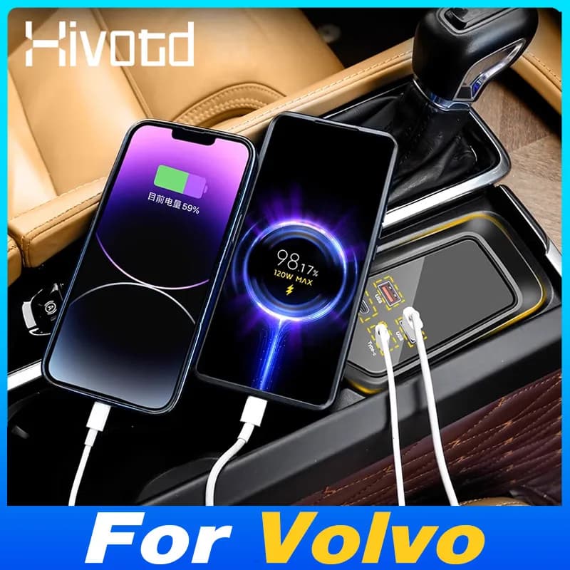 Per Volvo XC60 S60 V60 S90 V90 XC90 Auto Docking Station USB HUB Veloce Adattatore di Caricatore Del Telefono Cellulare Accessori Interni 2023-2025