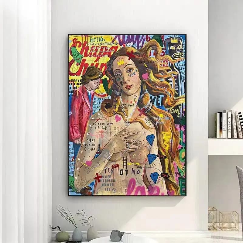Il Nascita di Venere - Stampa su Tela di Arte Astratta Graffiti, Poster e Stampe d'Arte da Parete per Decorazione Casa, Senza Cornice