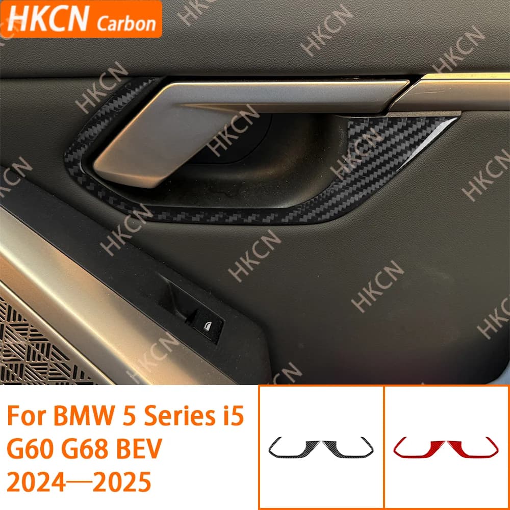 Morbida Fibra di Carbonio Auto Porta Posteriore Maniglia Interna Pannello di Rivestimento Adesivo Accessori Per Interni Auto Per BMW Serie 5 i5 G60 G68 2024 +
