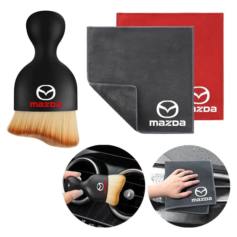 Spazzola morbida per la pulizia degli interni dell'auto con asciugamano per lavaggio auto Panno per pulizia in microfibra per Mazda CX3 CX-5 CX5 CX7 CX9 MX5 Axela