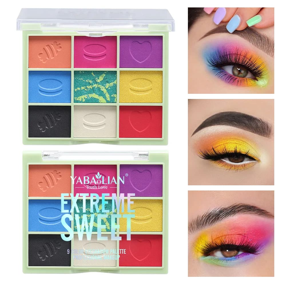 Palettes of colored eye shadows with gloss of pearls Fine Glitter 9 colors Opaque mixing Evidenzia make-up Makeup for convenient eyes for students