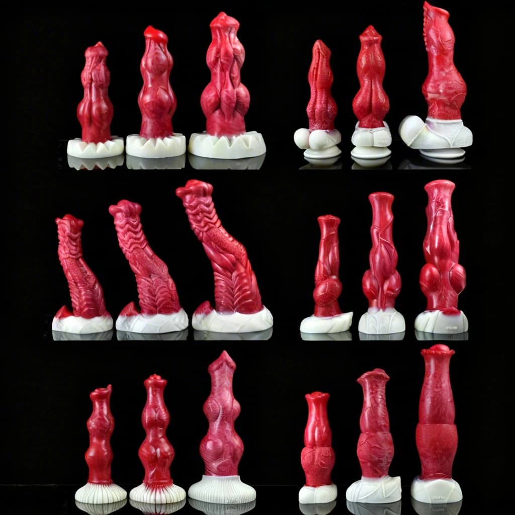 ELKKOST Dildo Anale in Silicone Multimisura S M L con Ventosa, Giocattolo per Adulti a Forma di Cavallo Fantasia con Nodo e Perline Anali