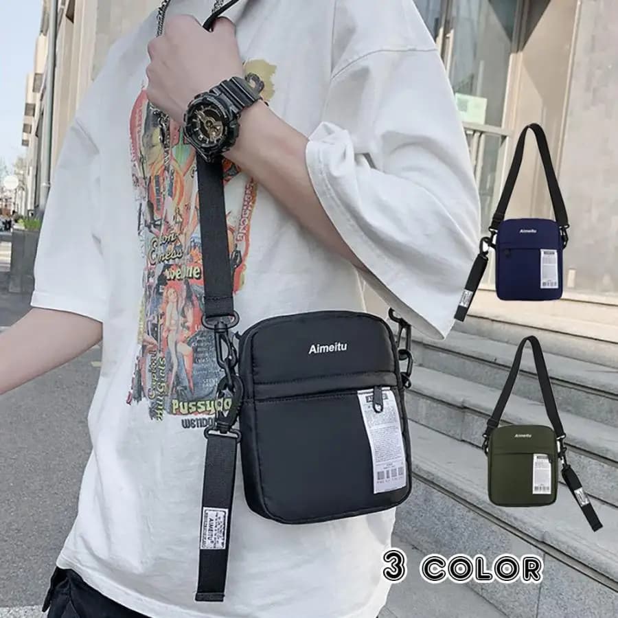 Fashion Men Shoulder Bag Handbag Mini Crossbody Pouch Nylon Phone Pouch Cool Girl Messenger Bag Short Travel Bags