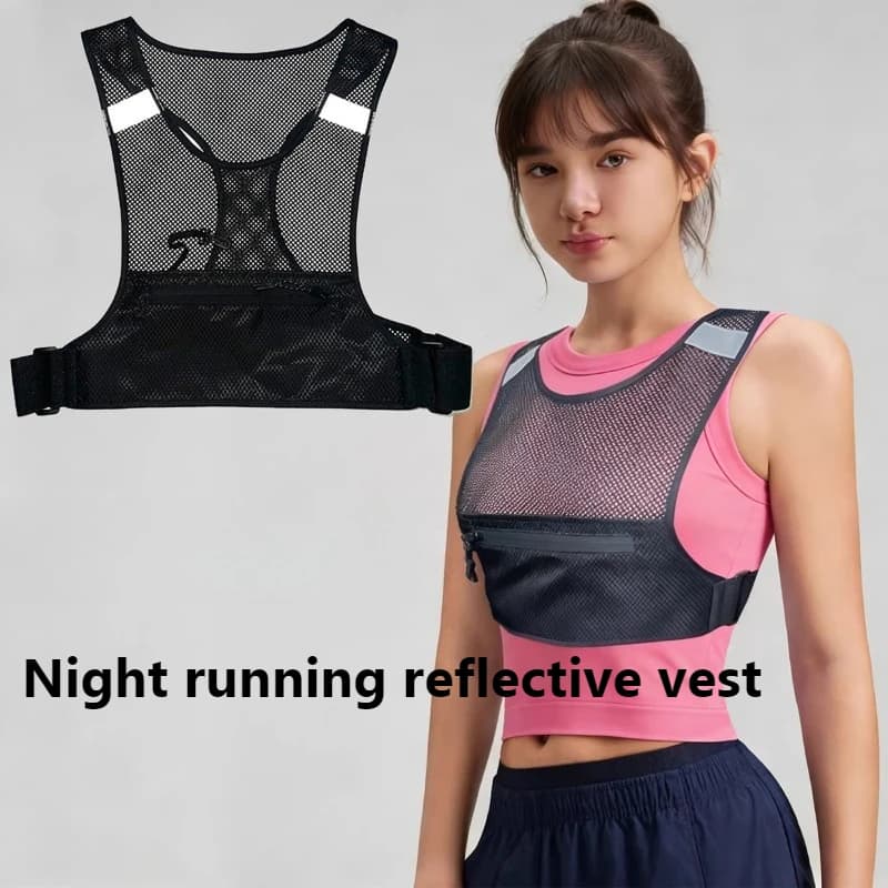 Luminous Sports Vest Backpack Reflective Night Safety Gear Lightweight Multi-pocket Hydration Pack for Outdoor Cycling Hiking