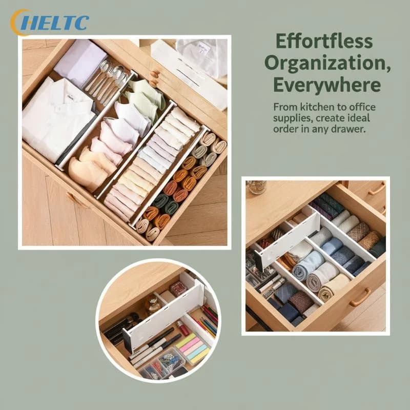 New Telescoping Drawer Divider Adjustable Multifunctional Cabinet Clapboard DIY Drawer Separator Cabinet Drawer Organization