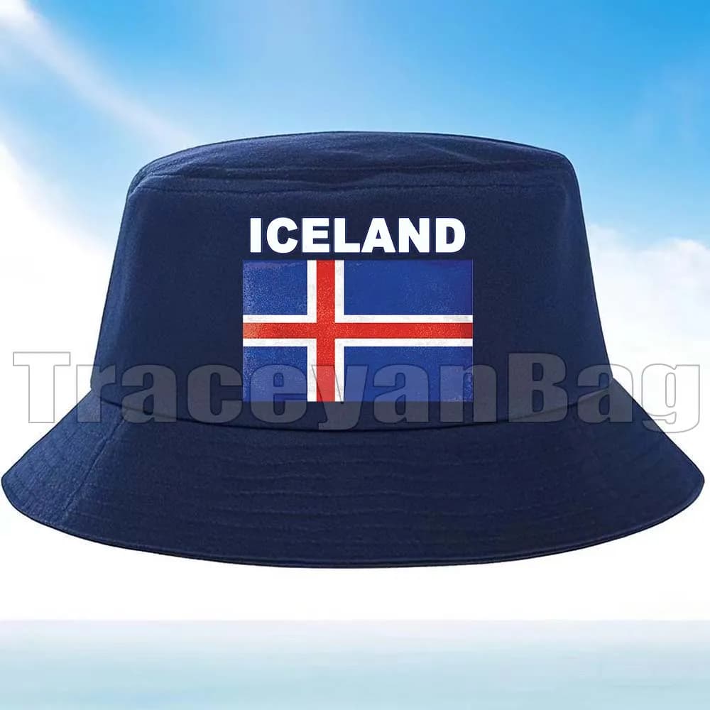 Reykjavik Iceland Flag Map Roots of pride Print Summer Fishing Hat Women's Outdoor Solar Protection Hat for Men Outdoor Fishing Hat