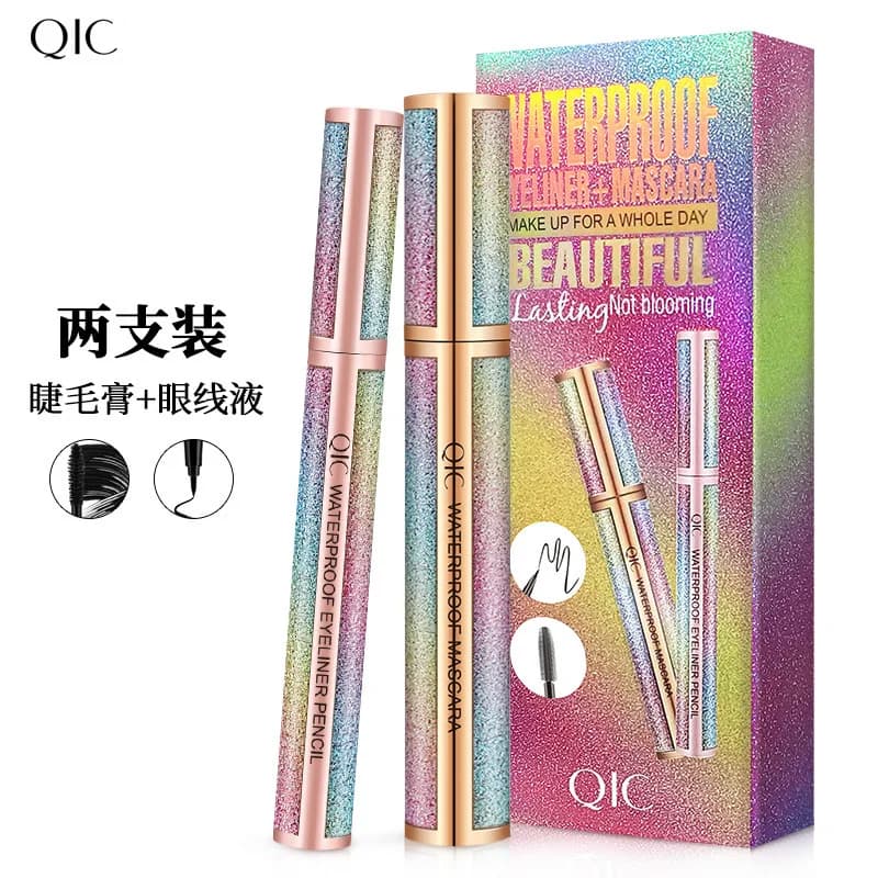 Set Mascara e Eyeliner Starry, Impermeabile, Allungante, Lunga Durata, Senza Sbavature per un Definizione Perfetta delle Ciglia, Kit Essenziale di Bellezza