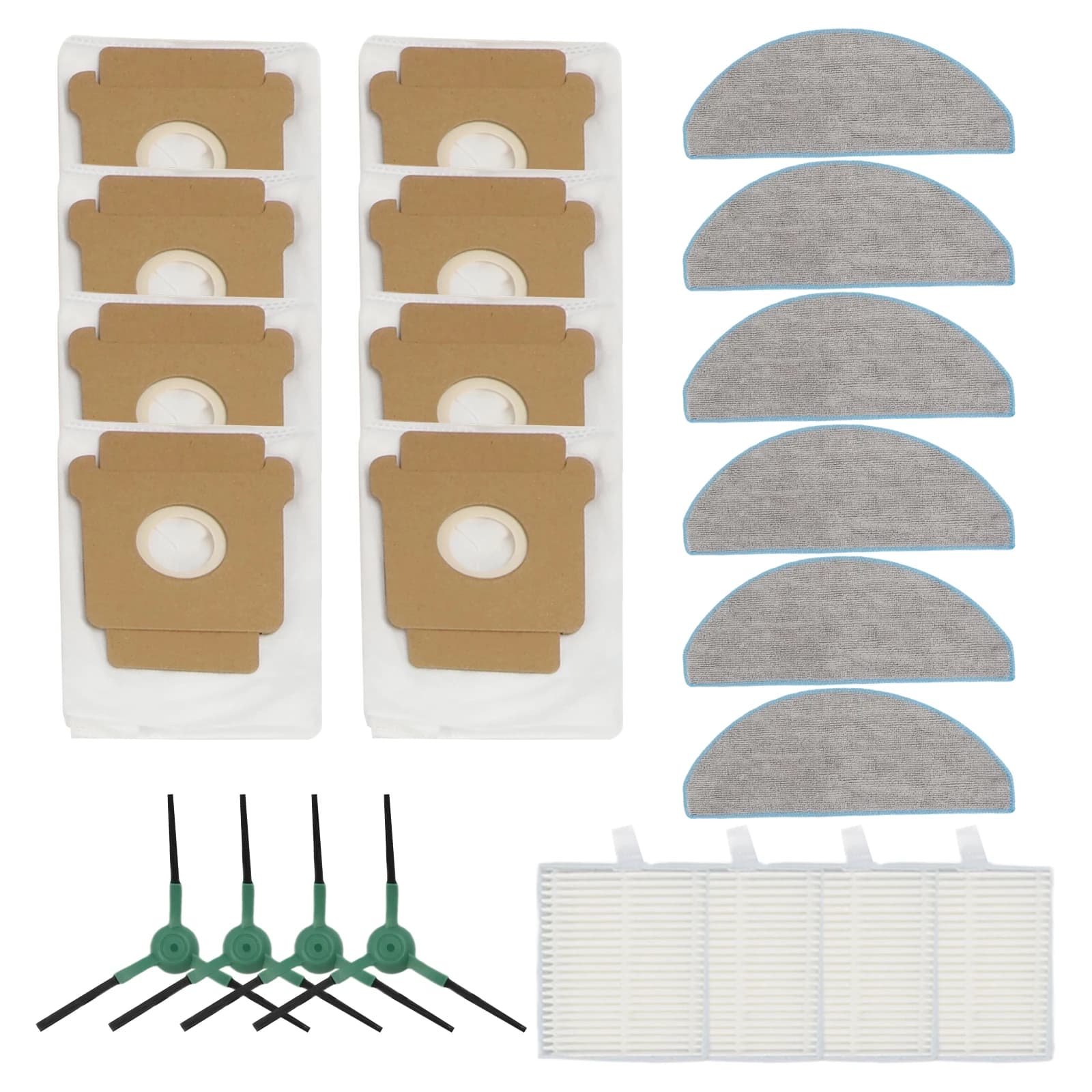 Kit di ricambio per Roomba 105: Filtro, Panno, Spazzola Laterale e Sacchetto per Robot Combo + Base di Svuotamento Automatico - Ricambi per Aspirapolvere
