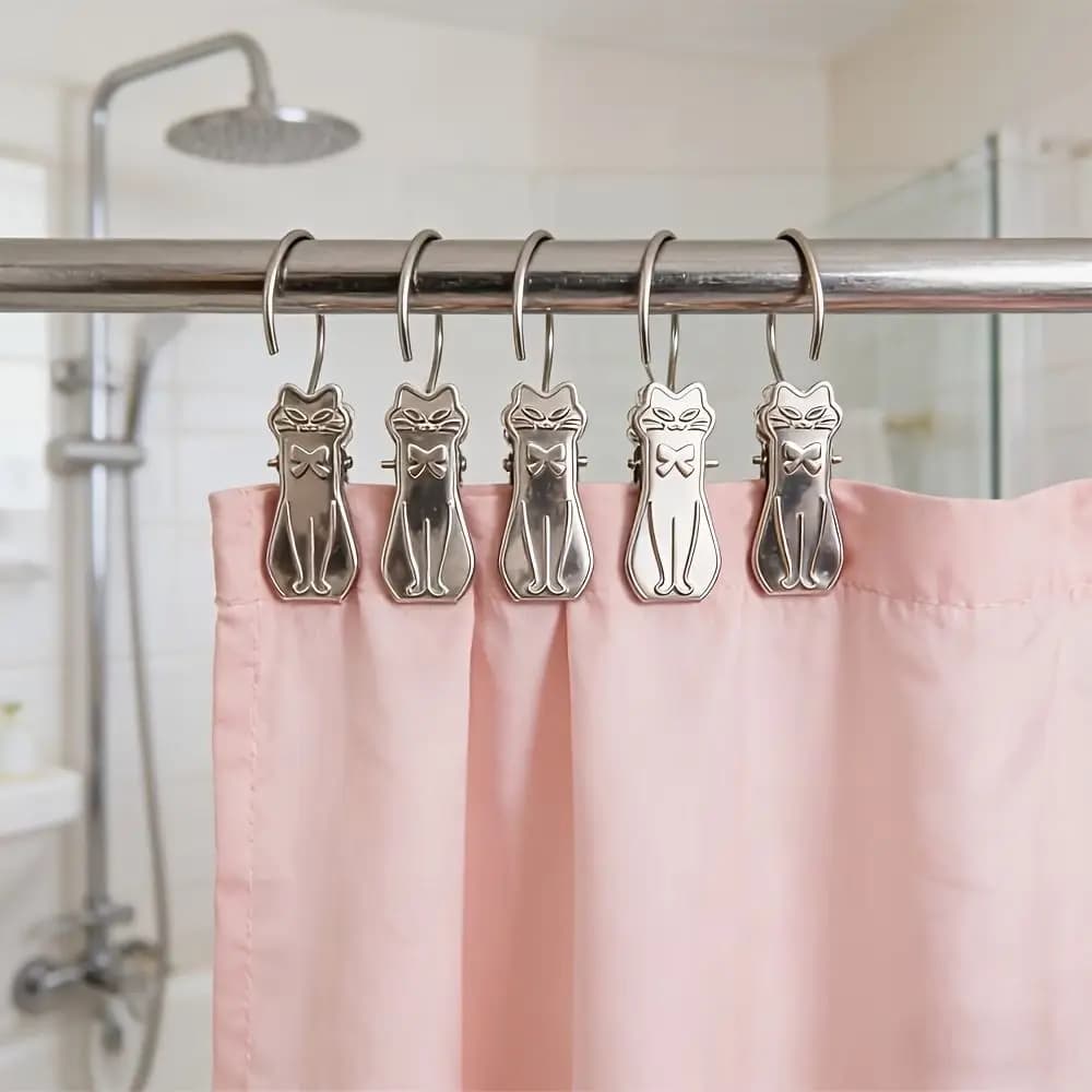 10 Pieces Mini Clips Windproof Gatto Shape, Anti-slip, for Curtains and Dresses, Springs for Cartoon Clothes