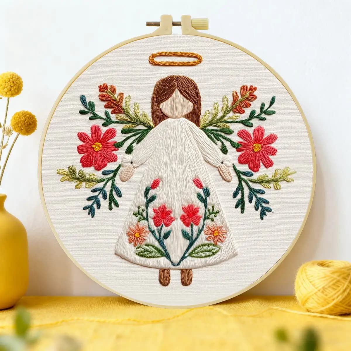 1pc 20X20CM/15X15CM 7.87/6.3inch Angel Embroidery Starter Kit DIY kit DIY embroidery kit manualidades Sewing Art Home Decor