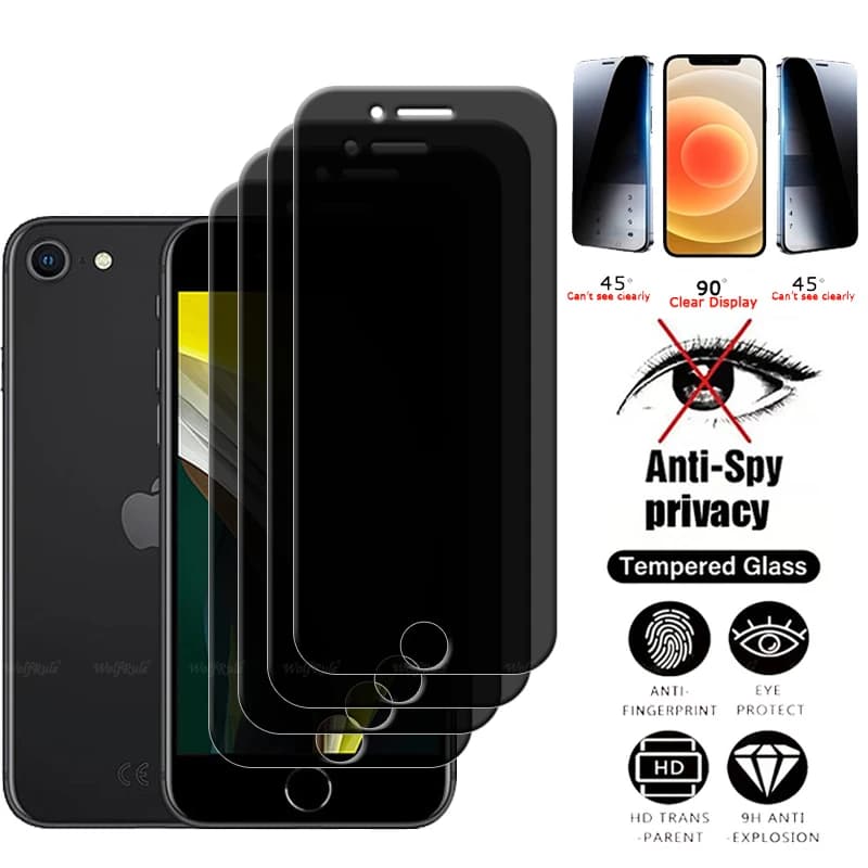 4 pezzi per iPhone SE 2022 vetro iPhone SE 2022 2020 7 8 vetro temperato 9H privacy anti-spia protezione schermo per iPhone SE 2022