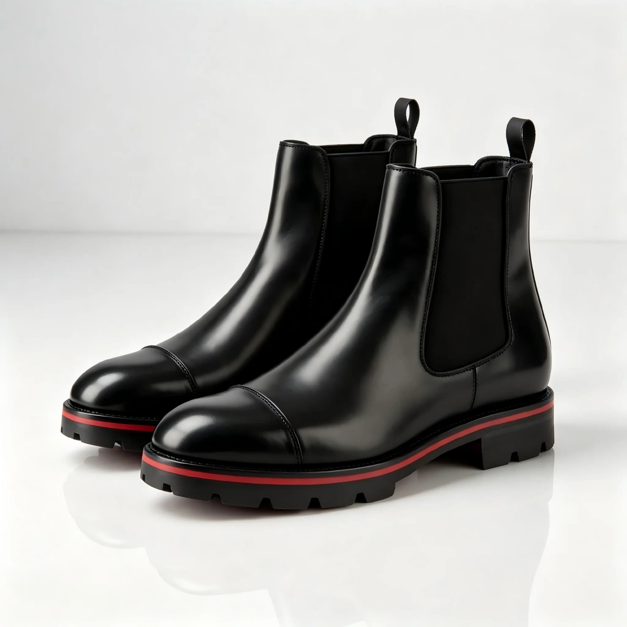 Punk Rivet Chelsea Ankle Boots Patent Leather Thick Sole Slip On Luxury Rock Style Non Slip Streetwear Nightclub Short Boots