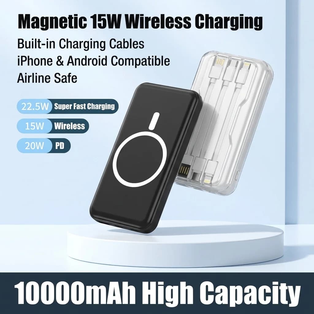 Power Bank Magnetico PURFIELD 10000mAh Portatile per Ricarica Wireless Veloce Magsafe 20W per iPhone Serie 17 Pro Max 16 15 14