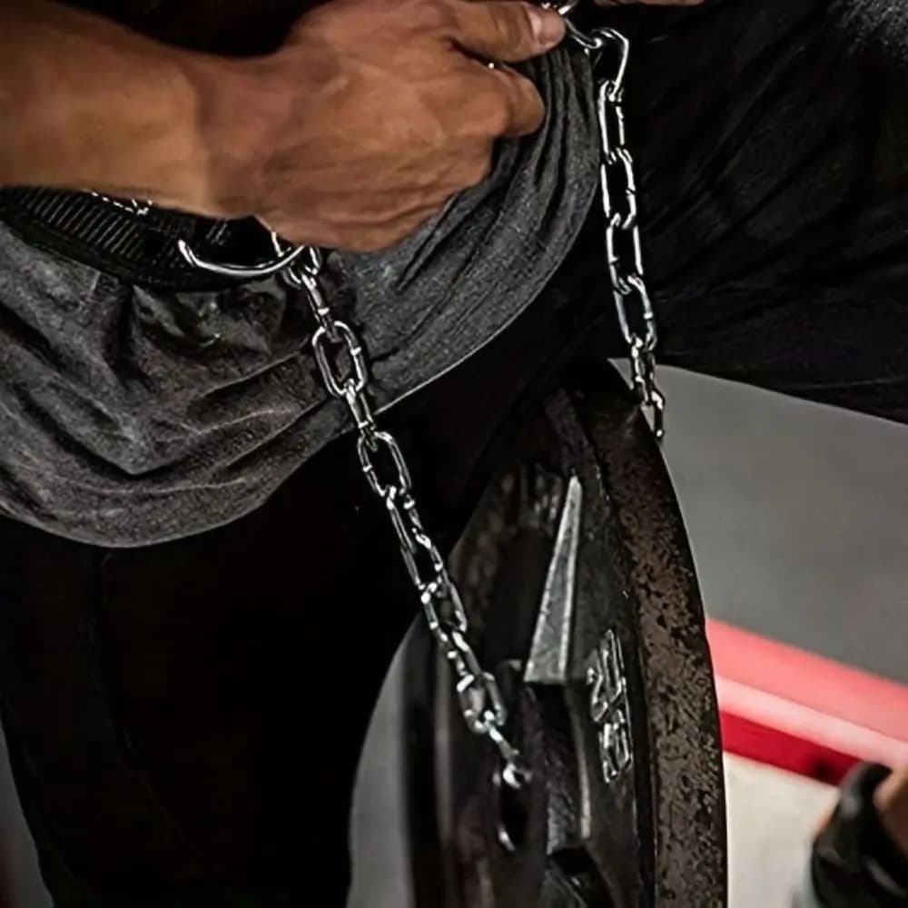 Cintura per Trazioni a Doppio Strato con Pesi, Regolabile, con Piastre per Bilanciere, Cintura per Sollevamento Pesi con Catena in Ferro, Cintura Ispessita per Muscle-up
